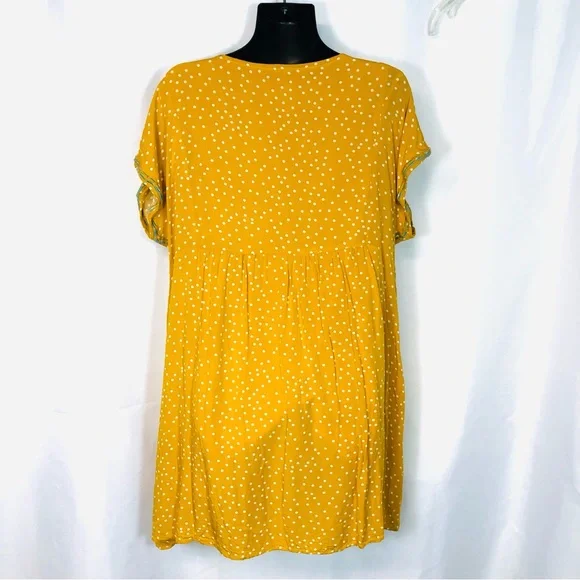 SAVANNA JANE Marigold Yellow Embroidered Polka Dot Babydoll Dress - Picture 6 of 10
